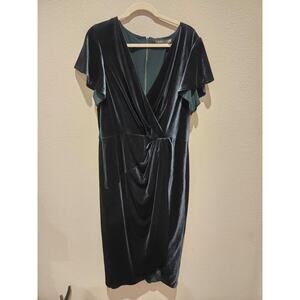 Lauren Ralph Lauren Women's Green Velvet Flutter Sleeve Cocktail Dress 16